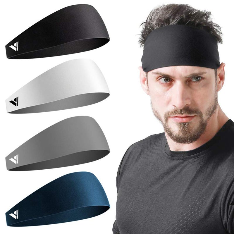 Vgogfly Running Headbands for Men Sweatbands Sports Sweat Bands Mens Workout Thin Fitness Gym Yoga 4 Pack - Image 1